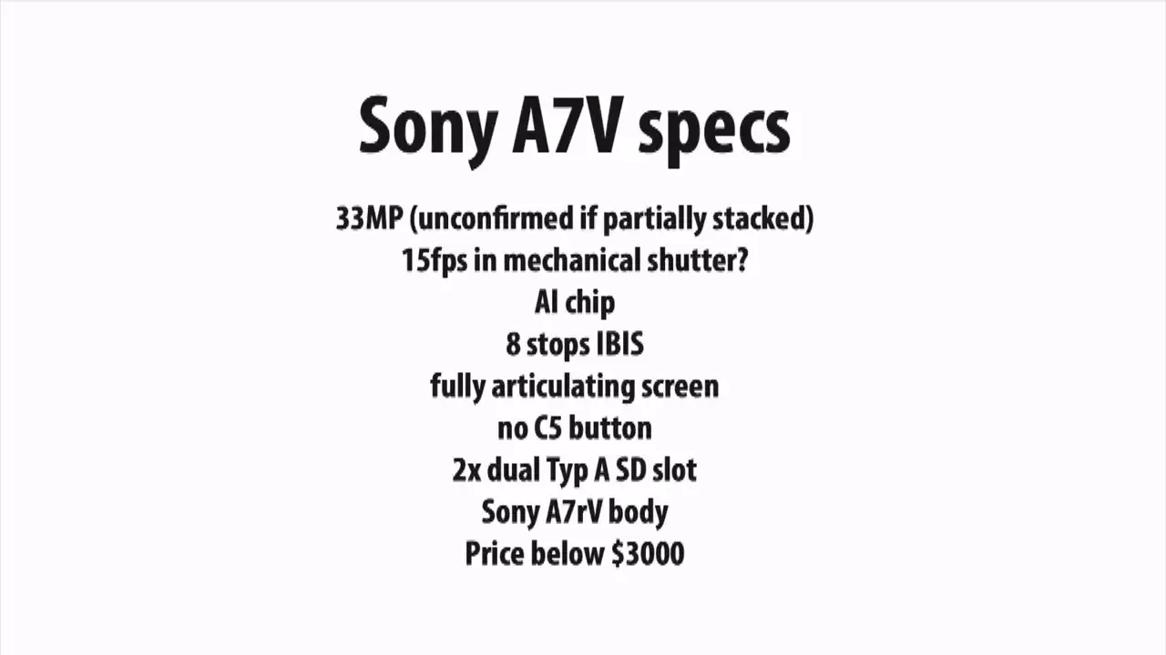 索尼 A7V 全画幅微单相机被曝 12 月登场：3300 万像素传感器、无 C5 按钮
