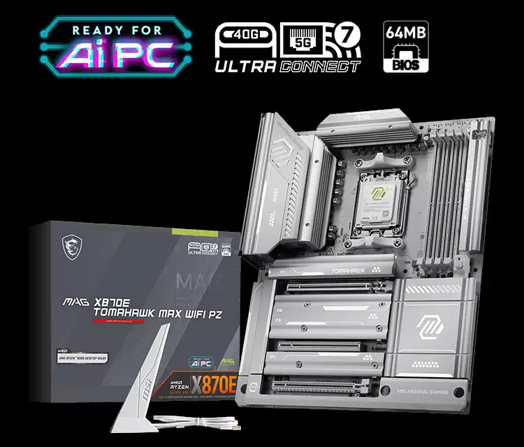 微星 MAG X870E TOMAHAWK MAX WIFI PZ 背插“战斧导弹”主板上架，3299 元