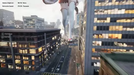 女巨人游乐场：双重视角下的城市破坏与生存模拟