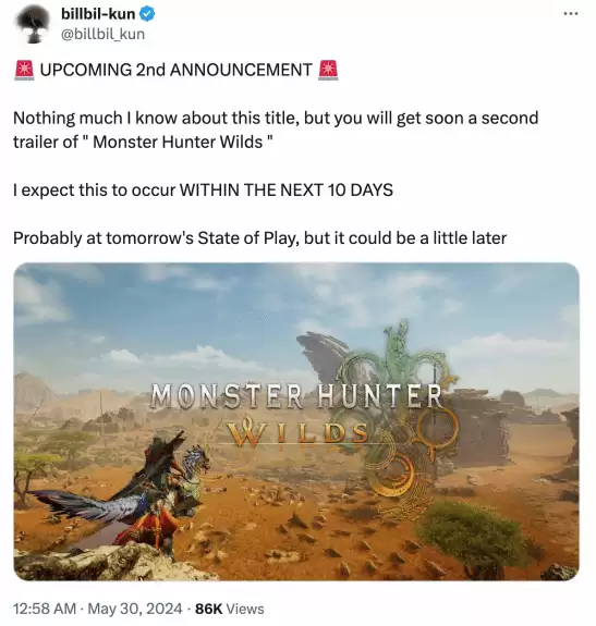 怪物猎人：荒野新预告或将近期发布