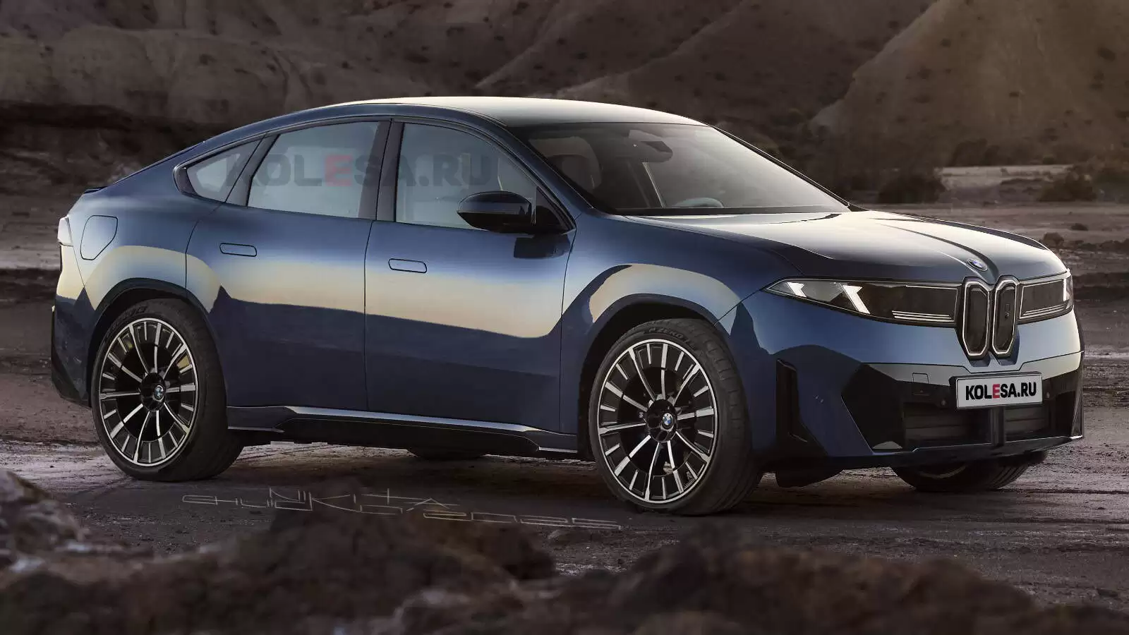 宝马第二款纯电轿跑 SUV：iX4 渲染图首曝，溜背造型、运动风格