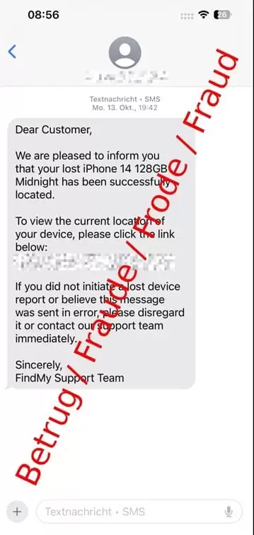 新骗局肆虐网络：用户收到这种 iPhone 找回短信，千万别点