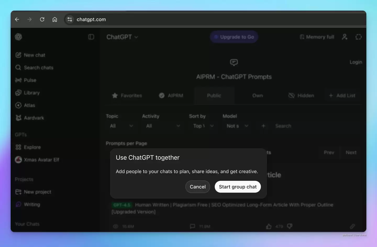 ChatGPT 内测“群聊”功能,OpenAI 计划推出“共享项目”模式