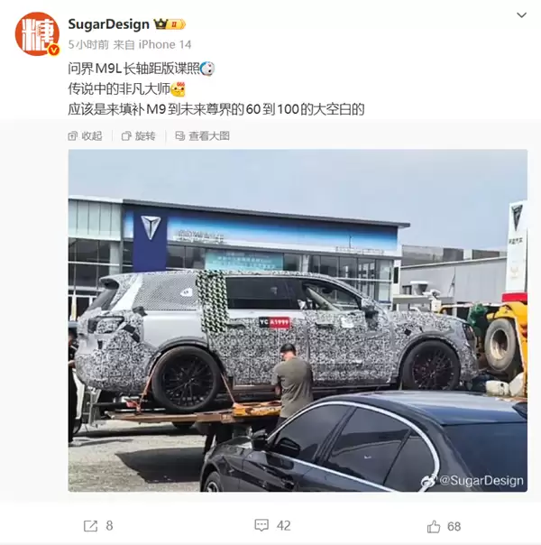 问界M9L加长版谍照曝光 网友:汽车界的非凡大师来了
