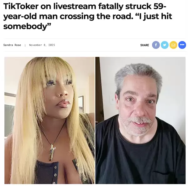 美国女网红开车直播中不慎撞死路人:竟公开募捐并推销专辑