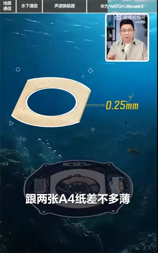 余承东揭秘华为 WATCH Ultimate 2 海豚通信:业界首款无需外置配件的水下通信手表