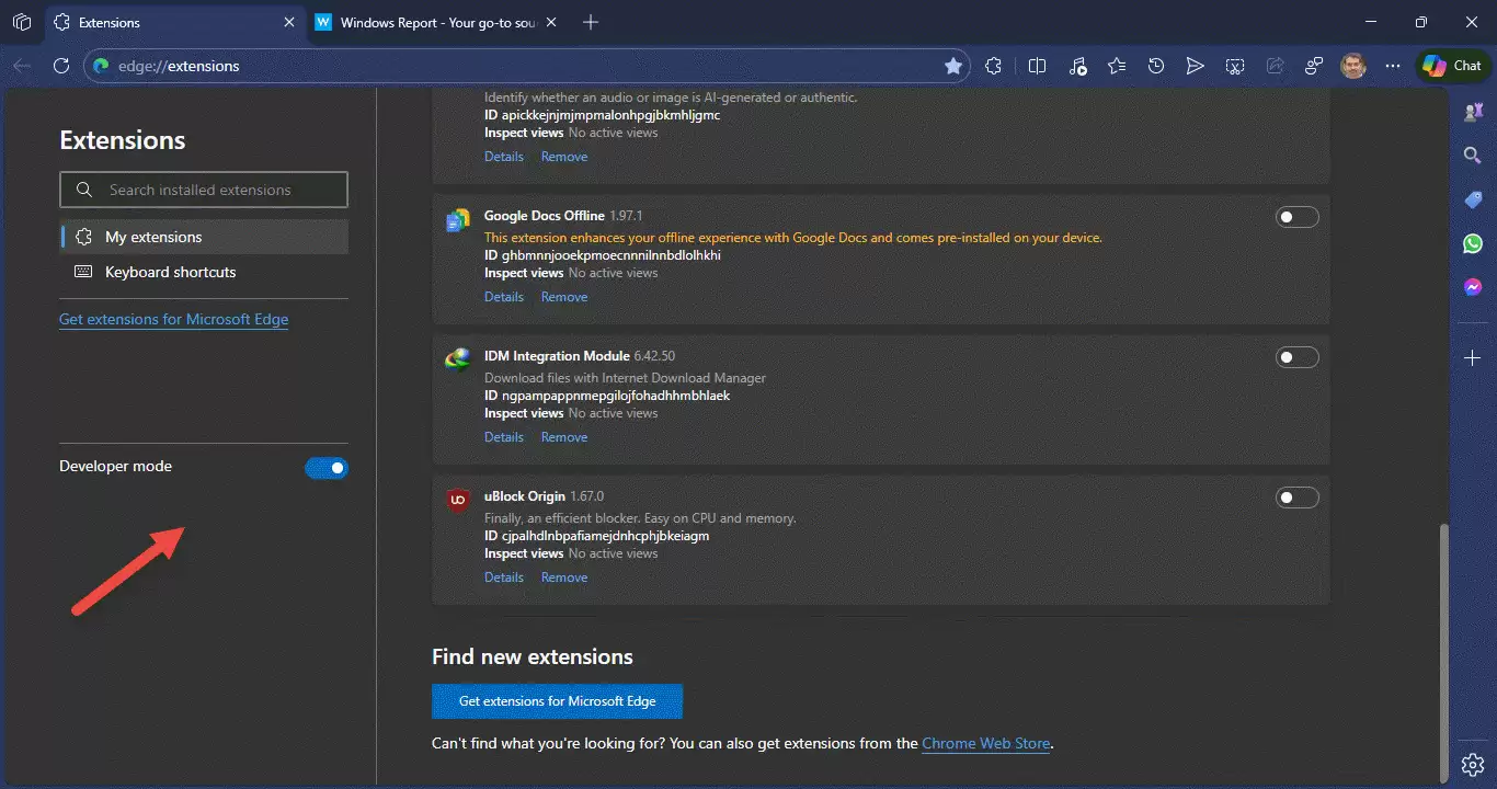 微软 Edge Canary 测试版隐藏“允许来自其他商店的扩展”选项,实测 Chrome 商店插件仍可安装