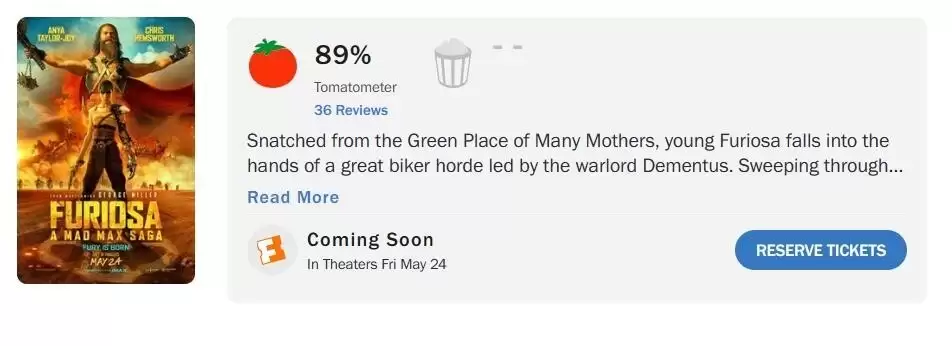 疯狂的麦克斯前传烂番茄89%鲜：大胆杰作