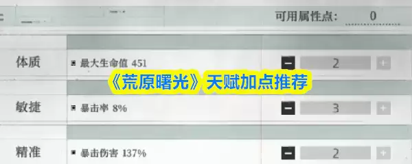 《荒原曙光》天赋加点推荐