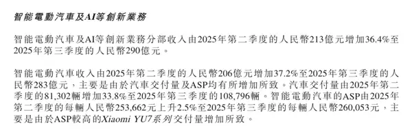 首次实现单季盈利!小米汽车Q3交付破10万台 平均售价260053元