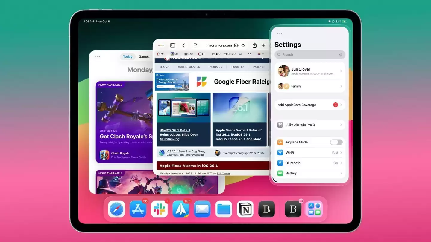 回应用户呼声，苹果 iPadOS 26.2 Beta 3 重新测试旧版分屏功能