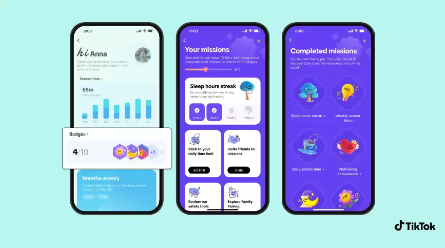TikTok 推徽章任务帮助“戒网瘾”：晚上不刷短视频、设定每日屏幕时间限制