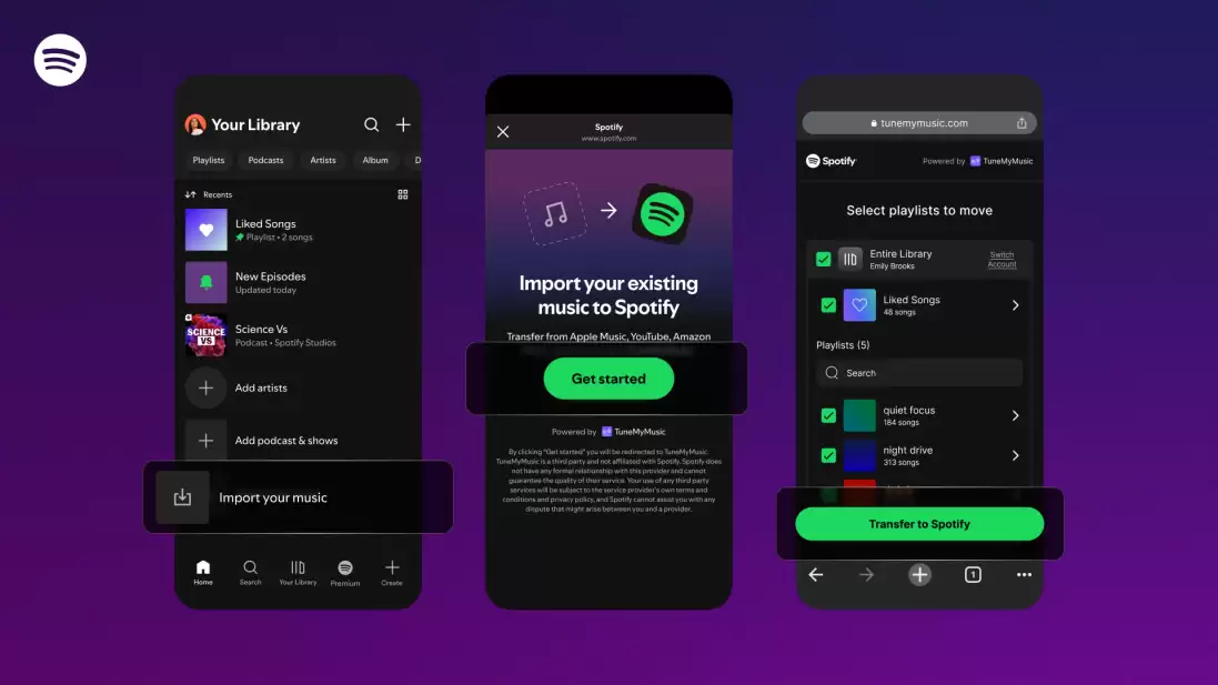 Spotify 推出歌单导入功能，支持 Apple Music、YouTube、Amazon Music 等多个平台