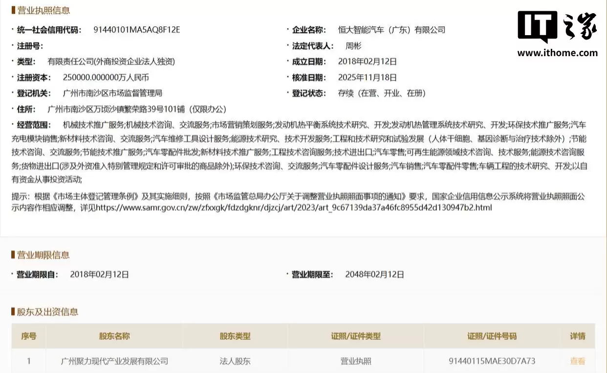广州国资接手恒大汽车两家子公司
