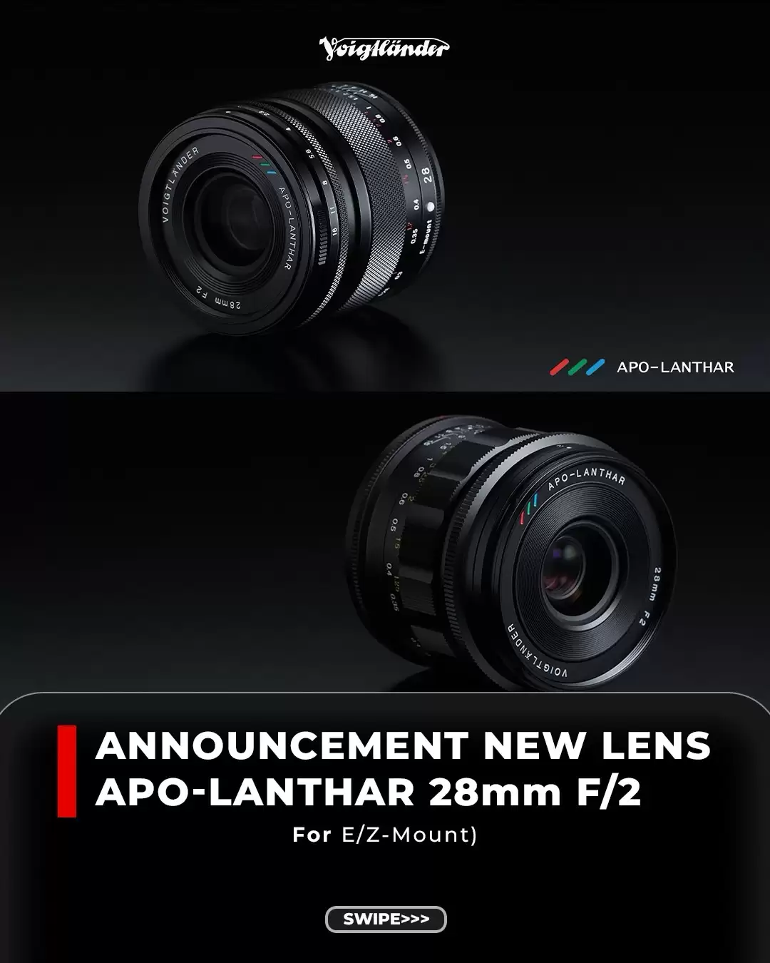 福伦达 APO-LANTHAR 28mm f/2.0 镜头新增 E/Z 卡口版本:手动对焦,12 月起上市