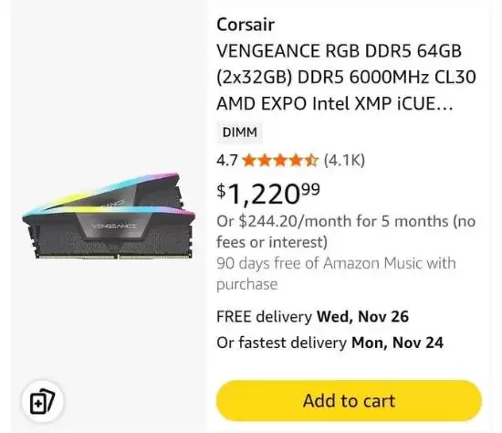 64GB内存价格暴涨五倍 全球硬件市场剧烈波动