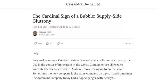 “大空头”严厉警告：英伟达将是AI泡沫破裂先兆 正如当年的思科！