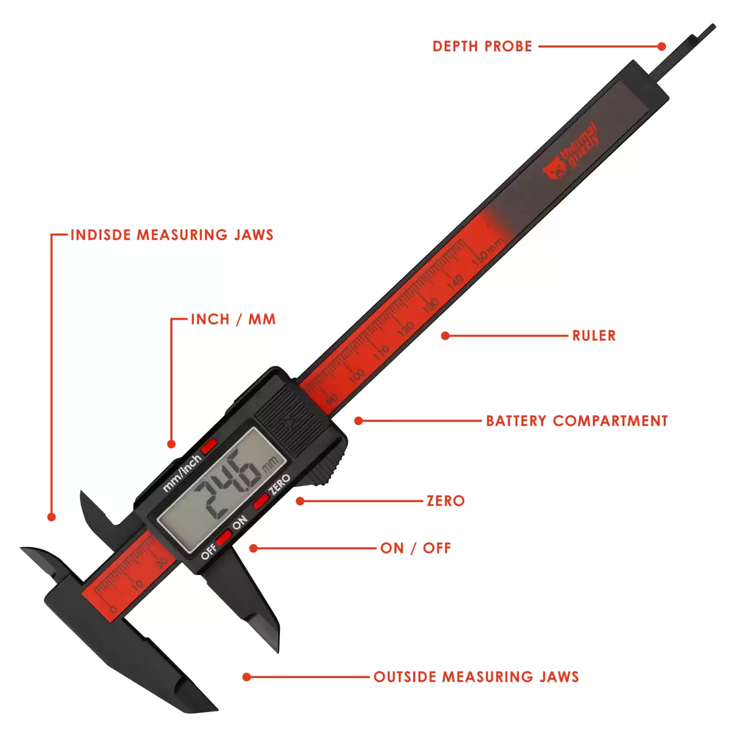 方便测量分体式水冷系统各种尺寸,暴力熊推出 TG Caliper 数字卡尺
