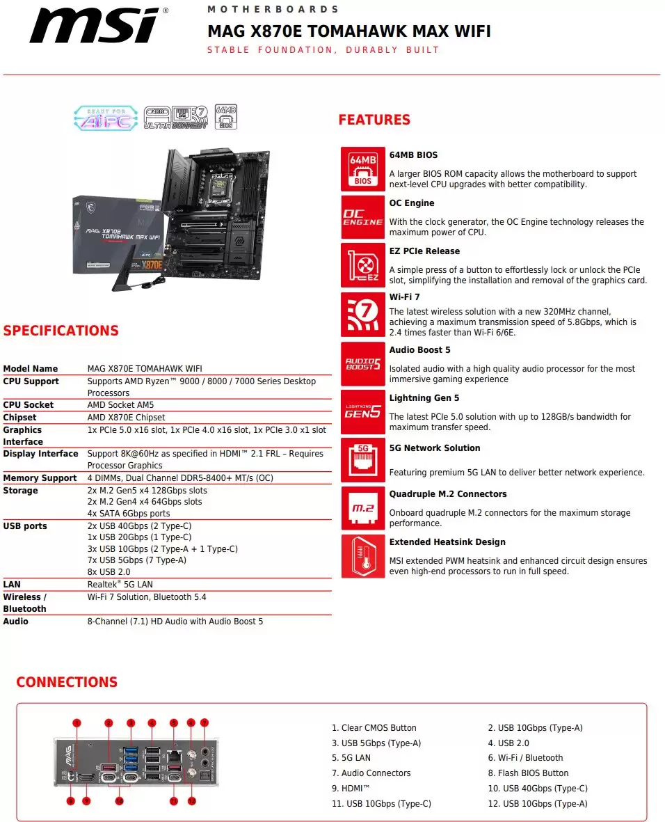 微星 800 系列主板新品曝光：升级 64 MB BIOS，为 AMD Zen 6 锐龙 CPU 做好准备