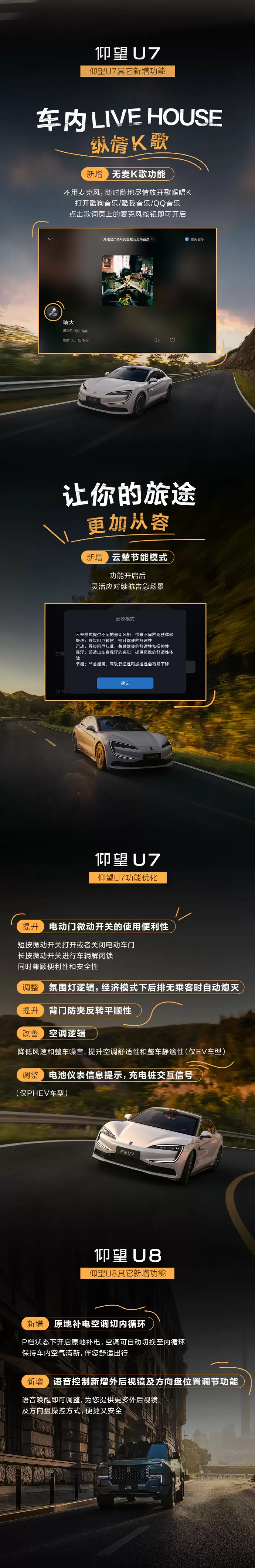 比亚迪仰望汽车全系 OTA 升级,U8L 新增平行横移功能