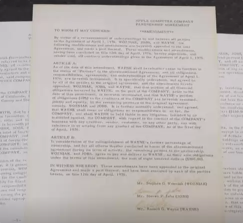 苹果创立合约将拍卖：原始股东退股成憾事