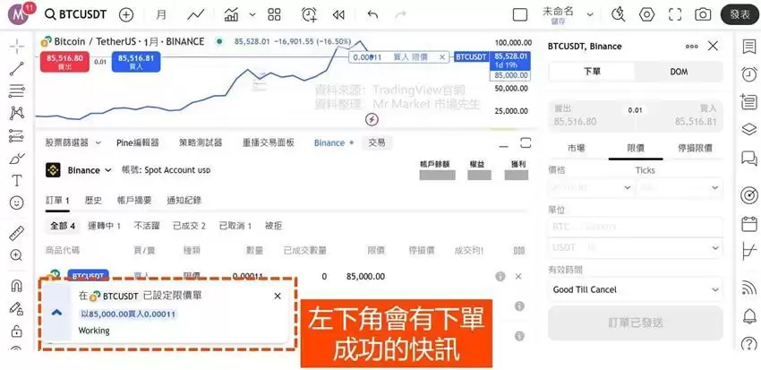 用Tradingview怎么买比特币?TradingView和币安帐户连接下单教学 (图解步骤)