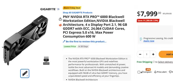 NVIDIA RTX RPO 6000旗舰专业显卡大降14%:仍然要5.7万元