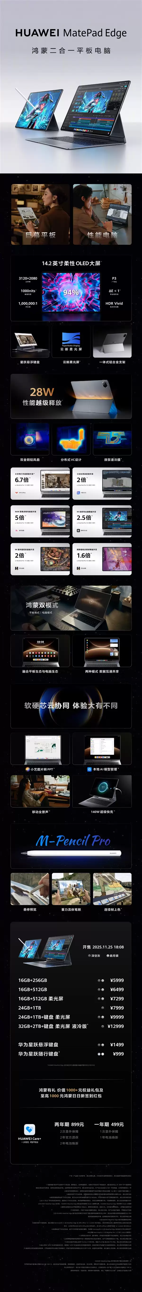 首款鸿蒙二合一平板电脑！一图看懂华为MatePad Edge