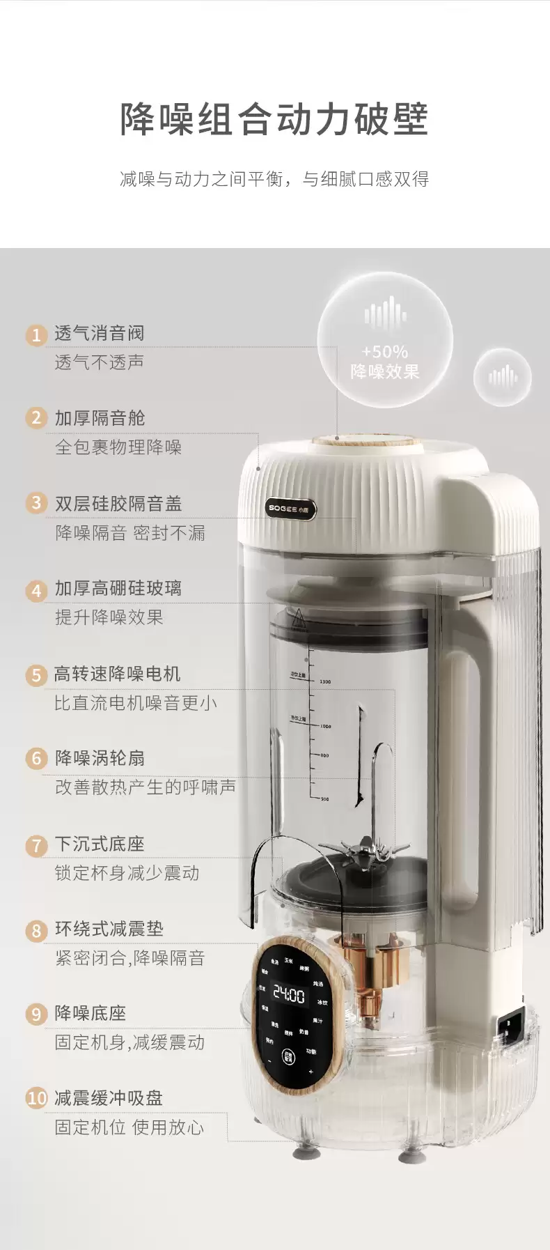 20 刃精钢刀头:小质低音免洗破壁机 299 → 139 元新低京东直降