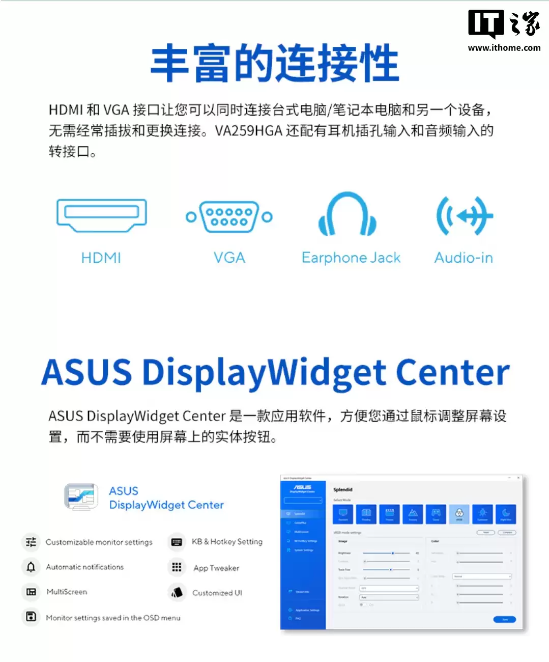 610 元：华硕推出 VA259HGA 24.5 英寸显示器，1080P 120Hz IPS 面板 + 内置音箱设计