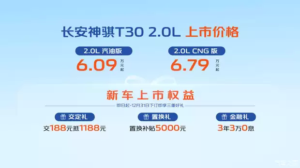 长安神骐T30携15款2.0L新车亮相，售价6.09万起