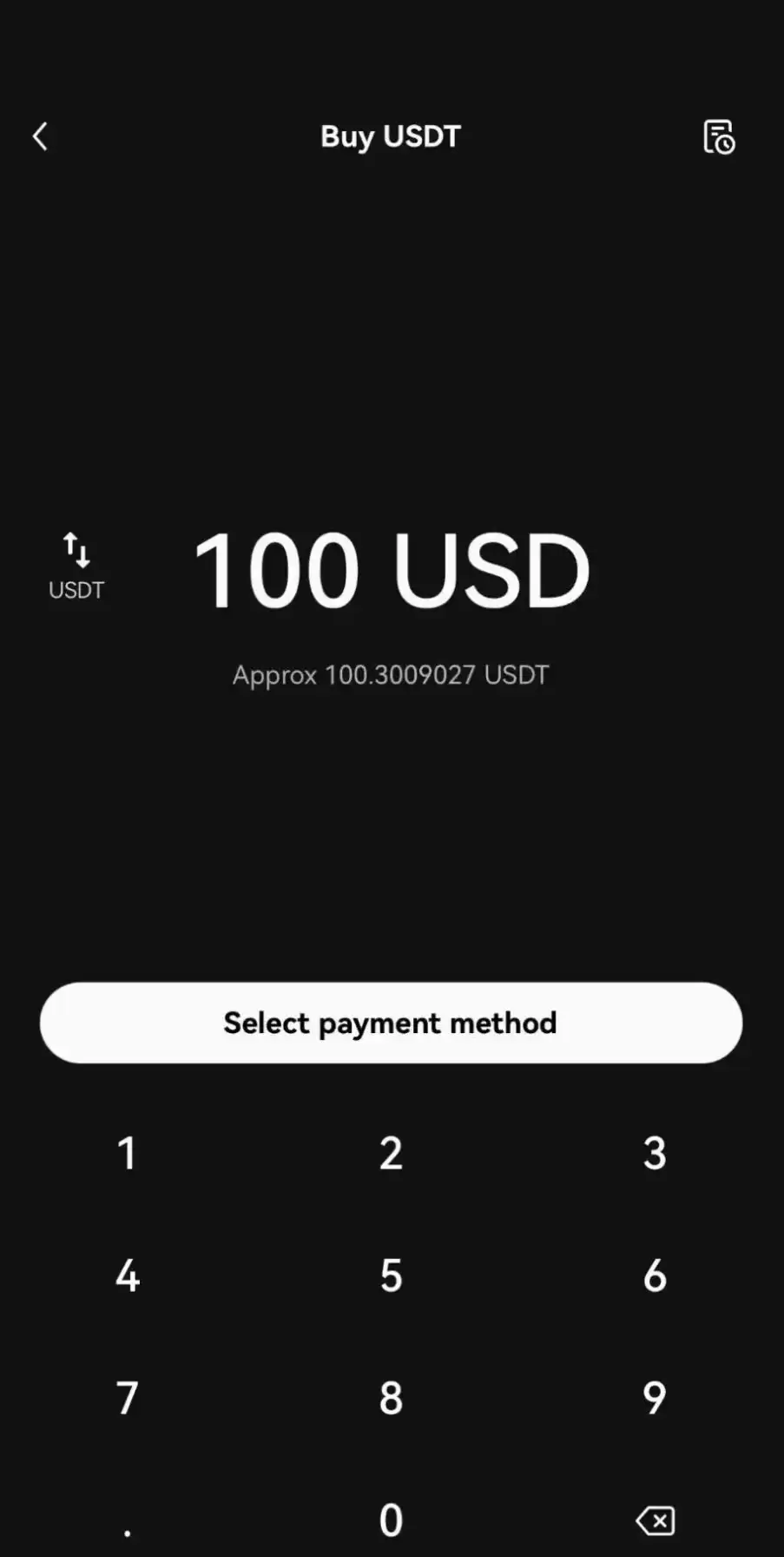 在OKX 行动应用程式上购买USDT