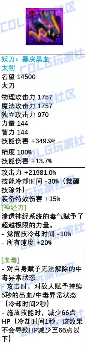 DNF狄瑞吉太刀武器属性一览