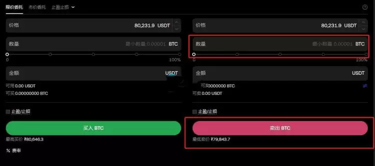 卖出操作界面说明