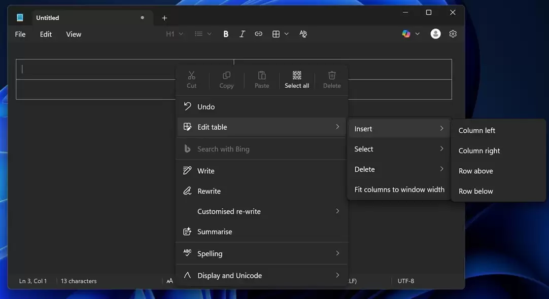初探微软 Win11 记事本原生表格功能:支持 Markdown,媲美 Word