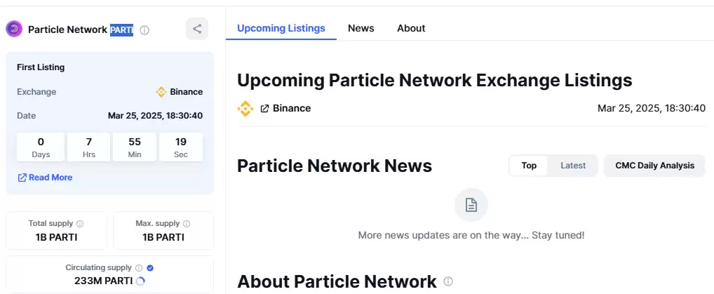 粒子网络($PARTI)空投价格预测:币安上市价格?