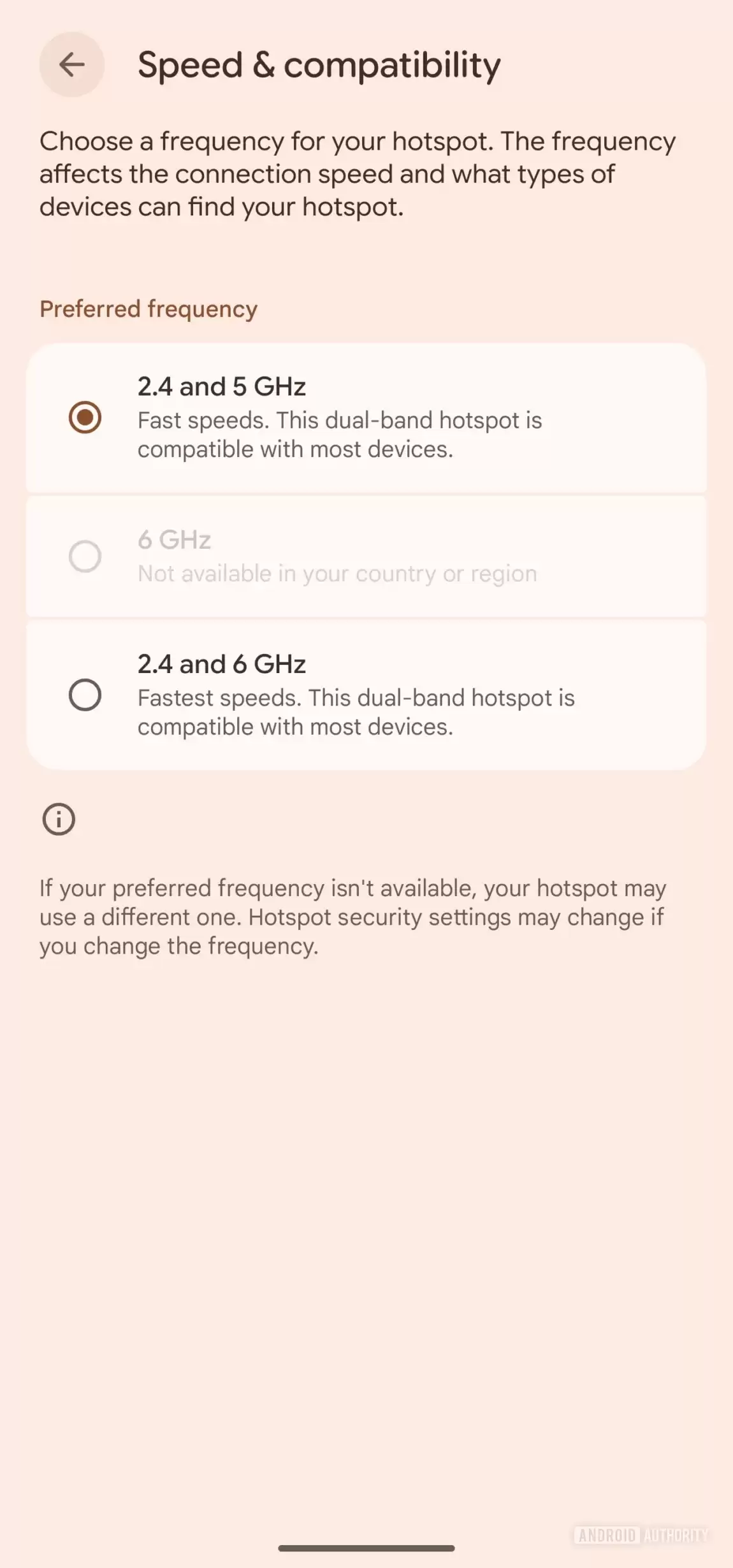 谷歌为 Android Canary 测试版系统更新 Wi-Fi 热点设置项，可选 6GHz 单频或 2.4/6GHz 双频
