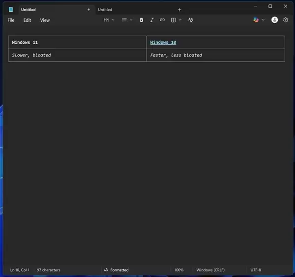 Windows记事本表格功能实测：比Word更简单、兼容Markdown