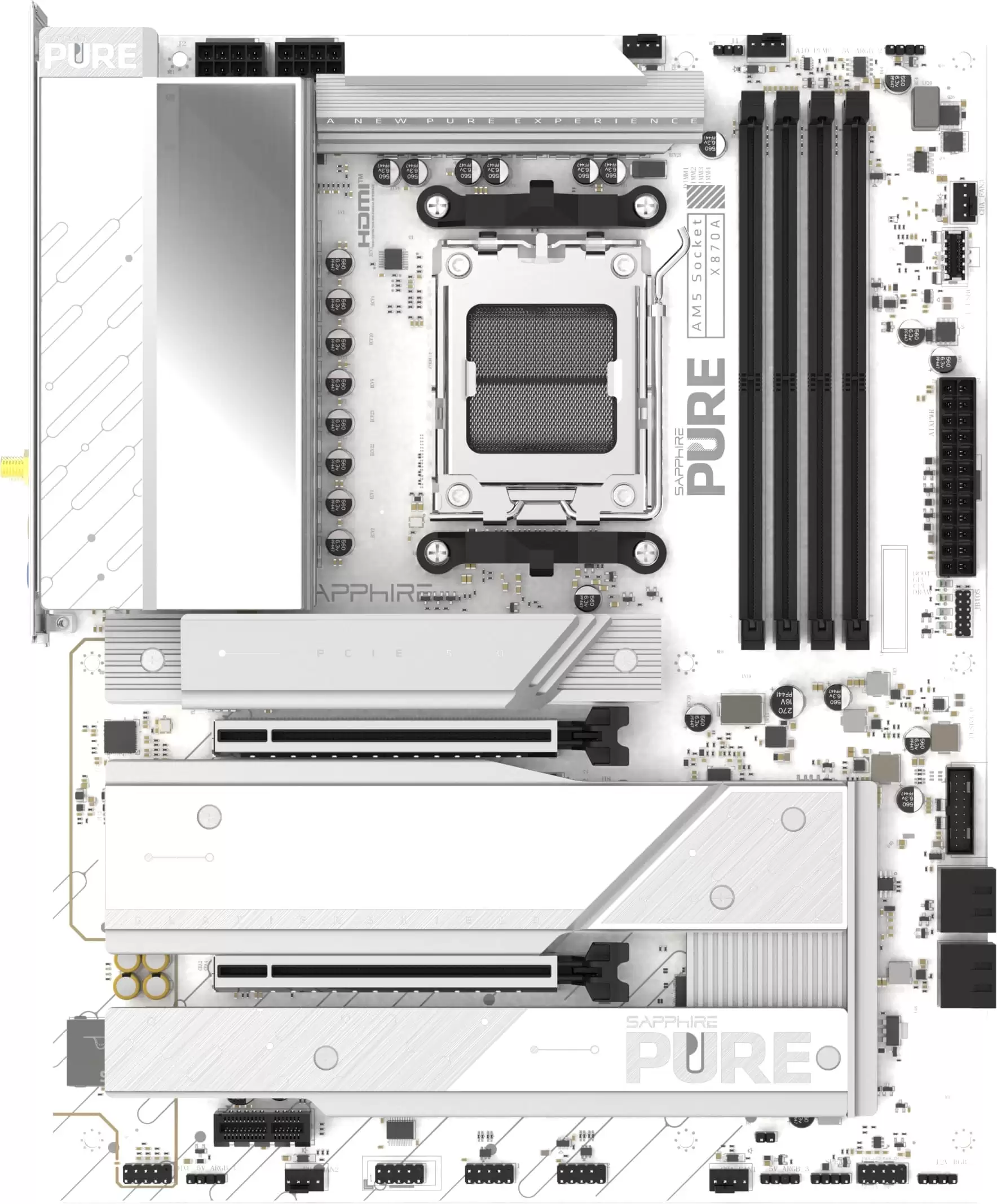 蓝宝石PURE 极地X870A WIFI 7主板外观、规格曝光，白银灰设计