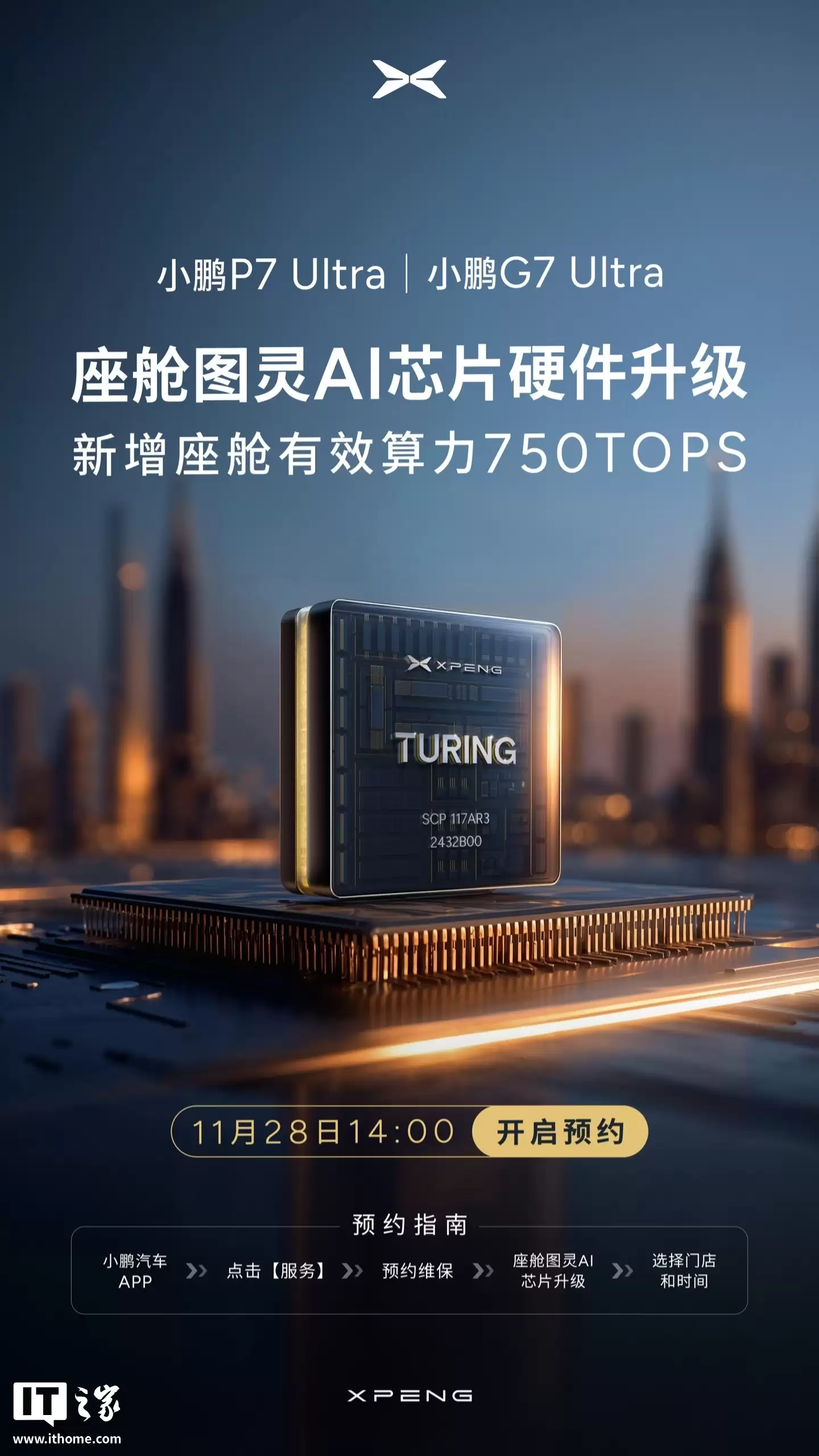 全球 AI 有效算力最高!小鹏 P7 Ultra/G7 Ultra 开启图灵 AI 芯片升级预约