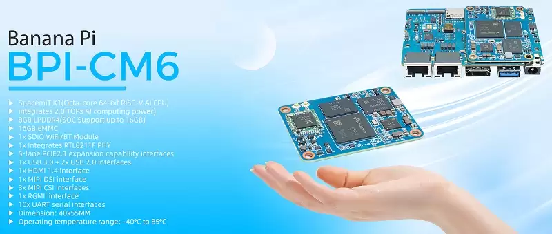 香橙派推 BPI-CM6 核心板：进迭时空 K1 八核 RISC-V 芯片，兼容树莓派 CM4/CM5