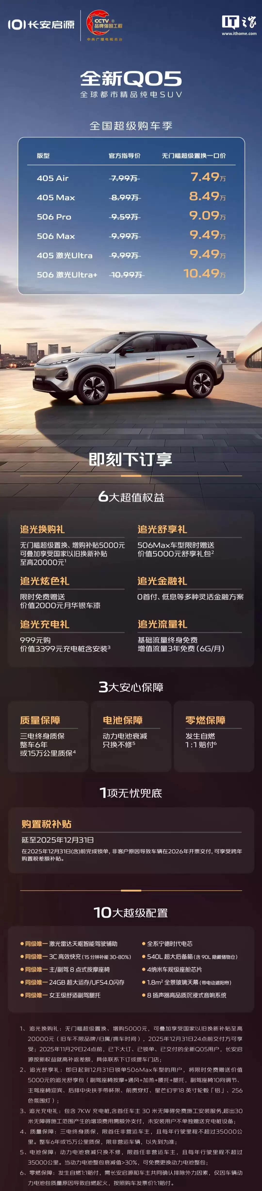 长安启源全新 Q05 全国超级购车季活动开启，无门槛置换一口价 7.49 万元起