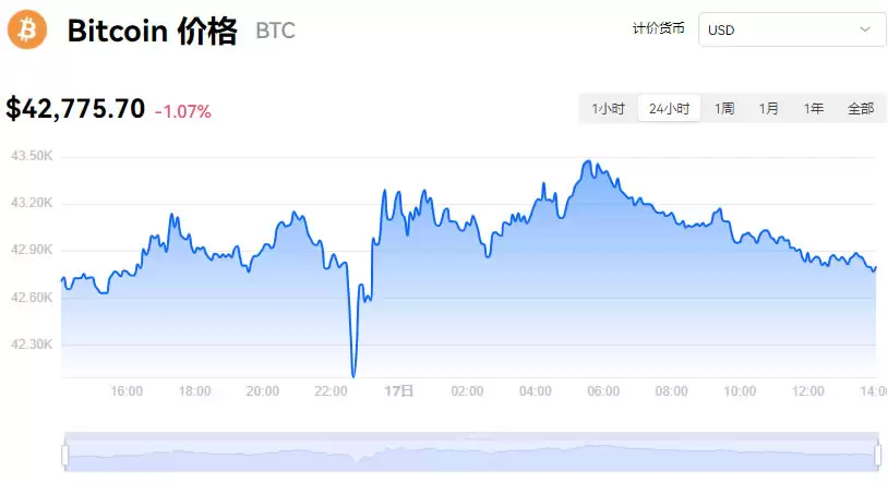 比特币今日行情价格美元_01月17日BTC最新价格今日行情