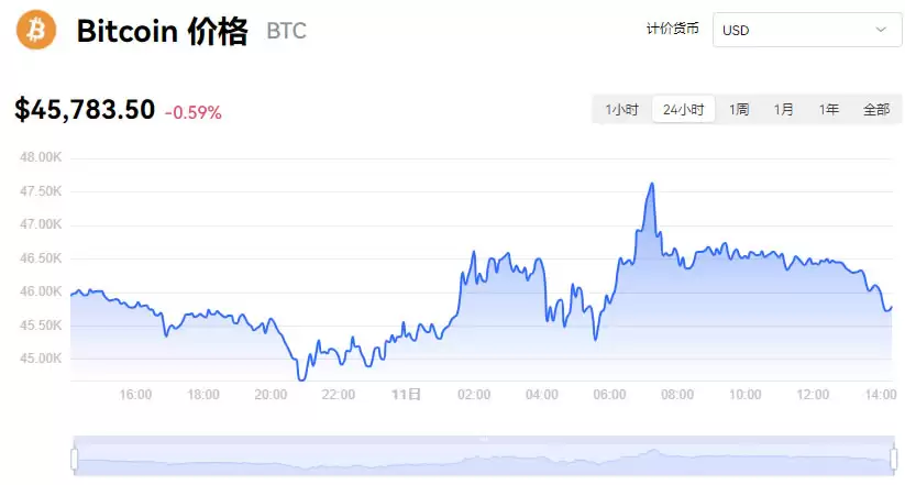 BTC价格今日行情_01月11日比特币最新价格美元实时走势图