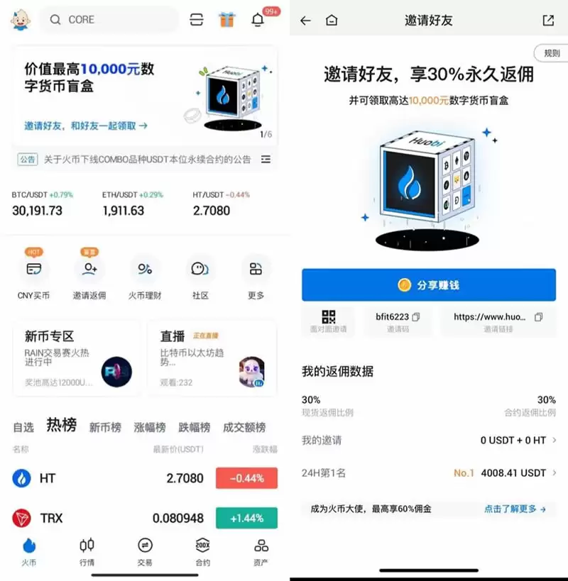 火币盲盒活动参与步骤一：分享邀请