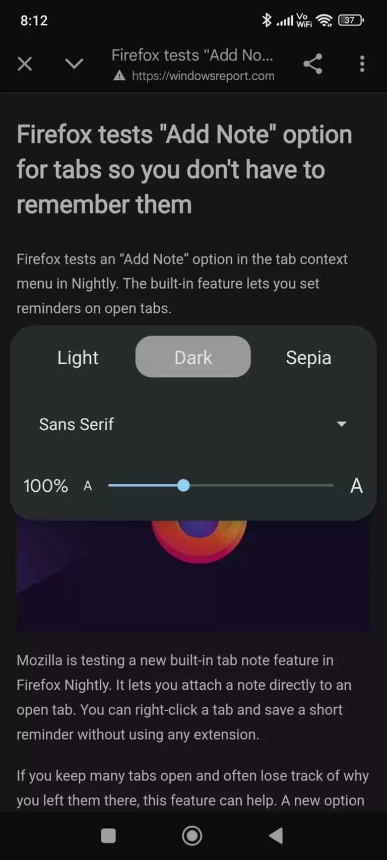 安卓端谷歌 Chrome 浏览器测试阅读模式自定义功能，可调字体、背景色、文字大小