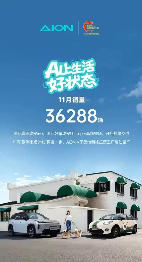 广汽埃安11月销量下滑 海外布局加速AION V欧洲量产