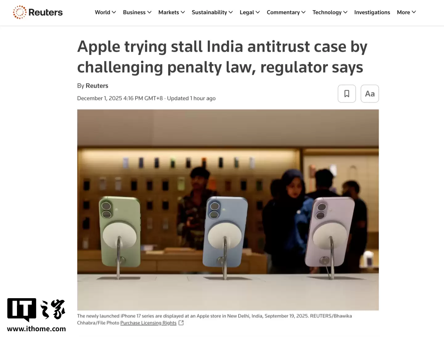 印度监管机构:苹果试图通过质疑罚款制度来拖延反垄断案