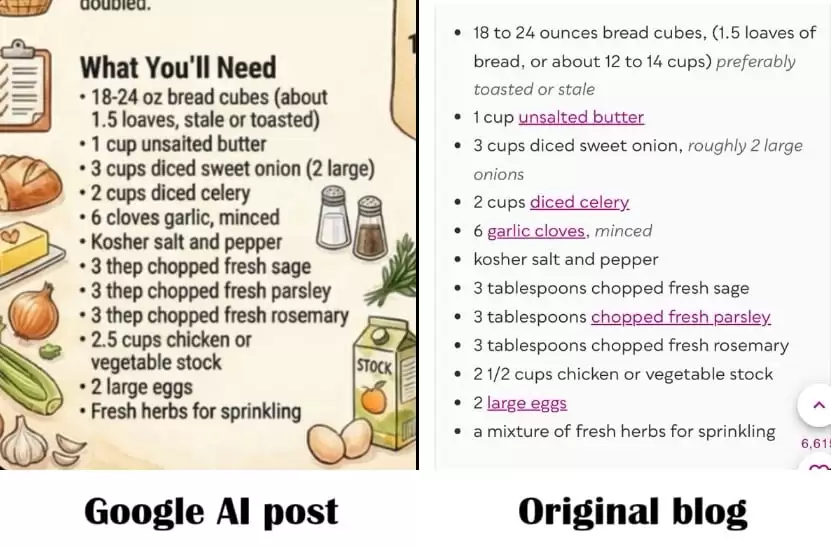 抓包现场：谷歌 AI 食谱被曝抄袭，“越红线”被批不再为原创导流