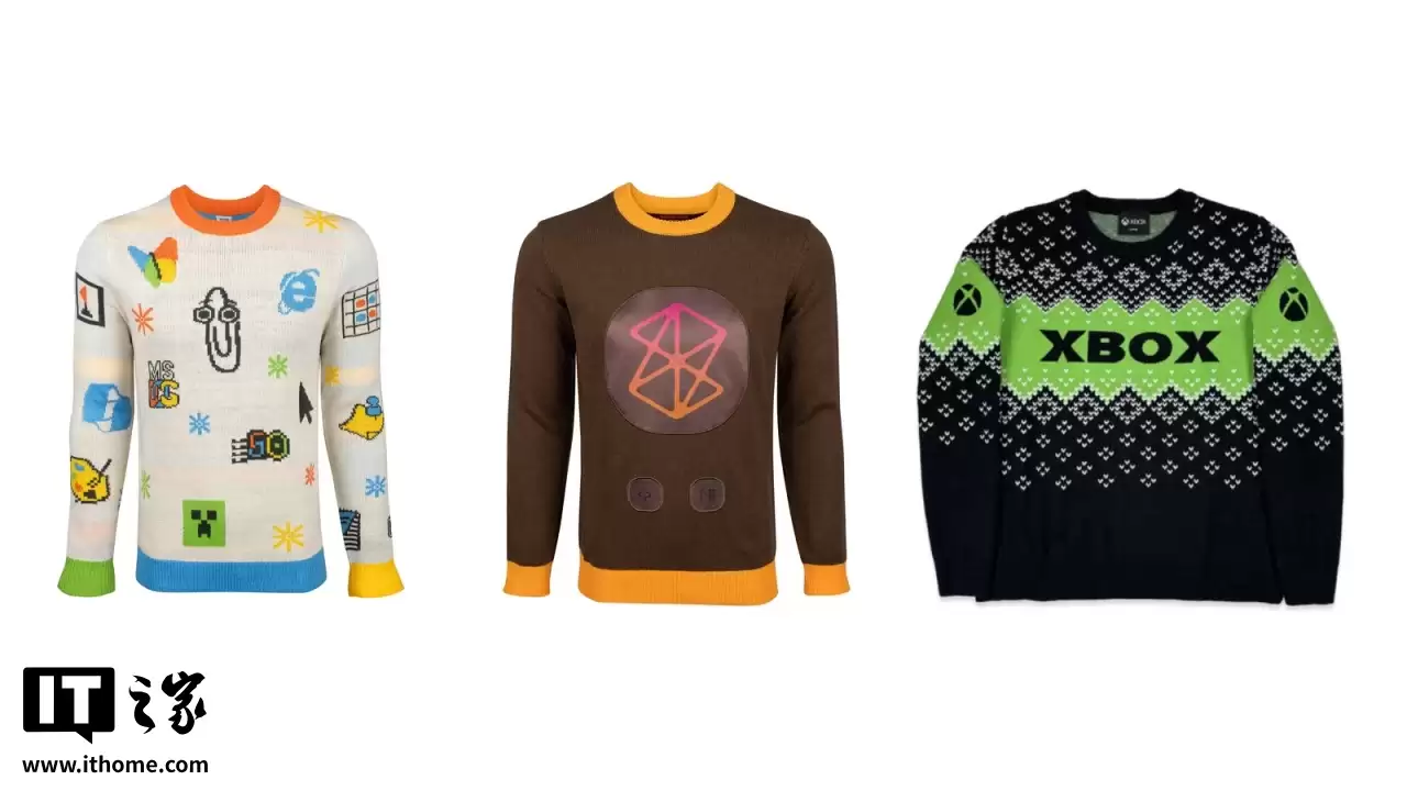 微软推出三款节日丑毛衣：印有大量经典产品图标，限量发售